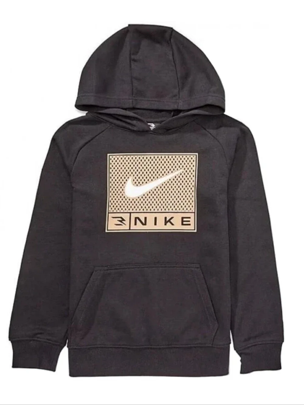 Nike Boys 3BRAND Pullover Hoodie Black Gold Logo Size Medium 10-12 NWT